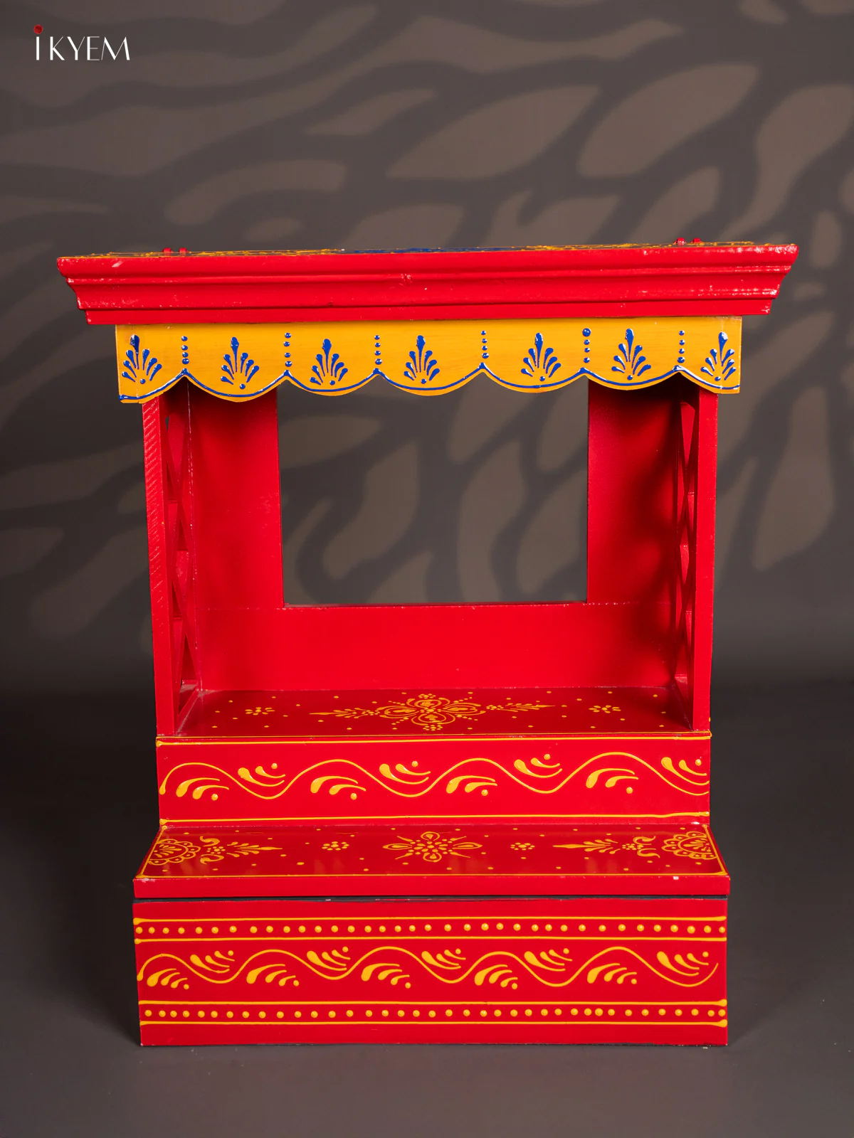 Hand-Painted Wooden Temple - 18.5 Inch - Red - KJ31113