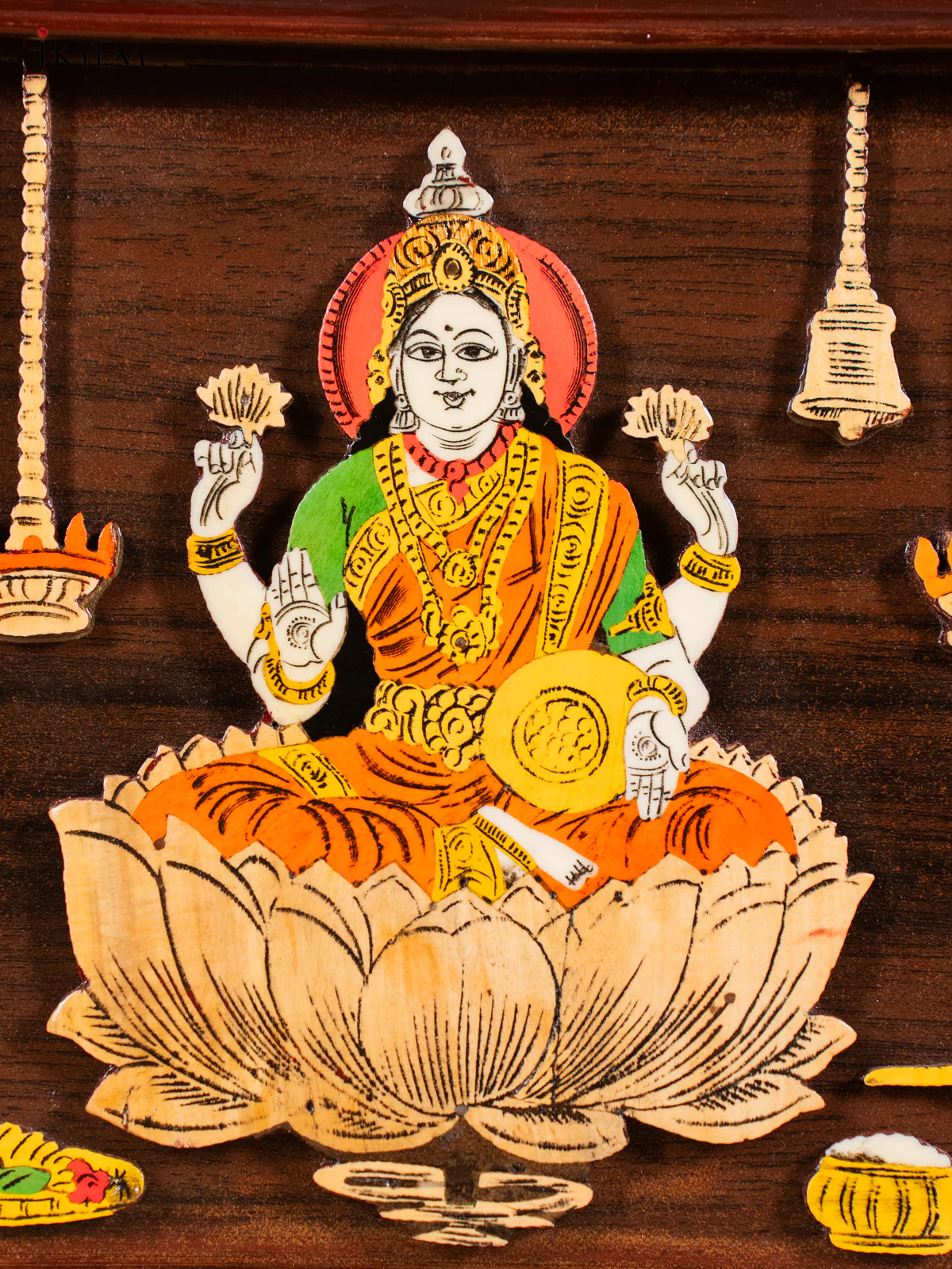 Lakshmi Ganesha Saraswathi Mysore Rosewood Inlay 3D Panel - (13×31) Inch - KJ31133 - Image 4
