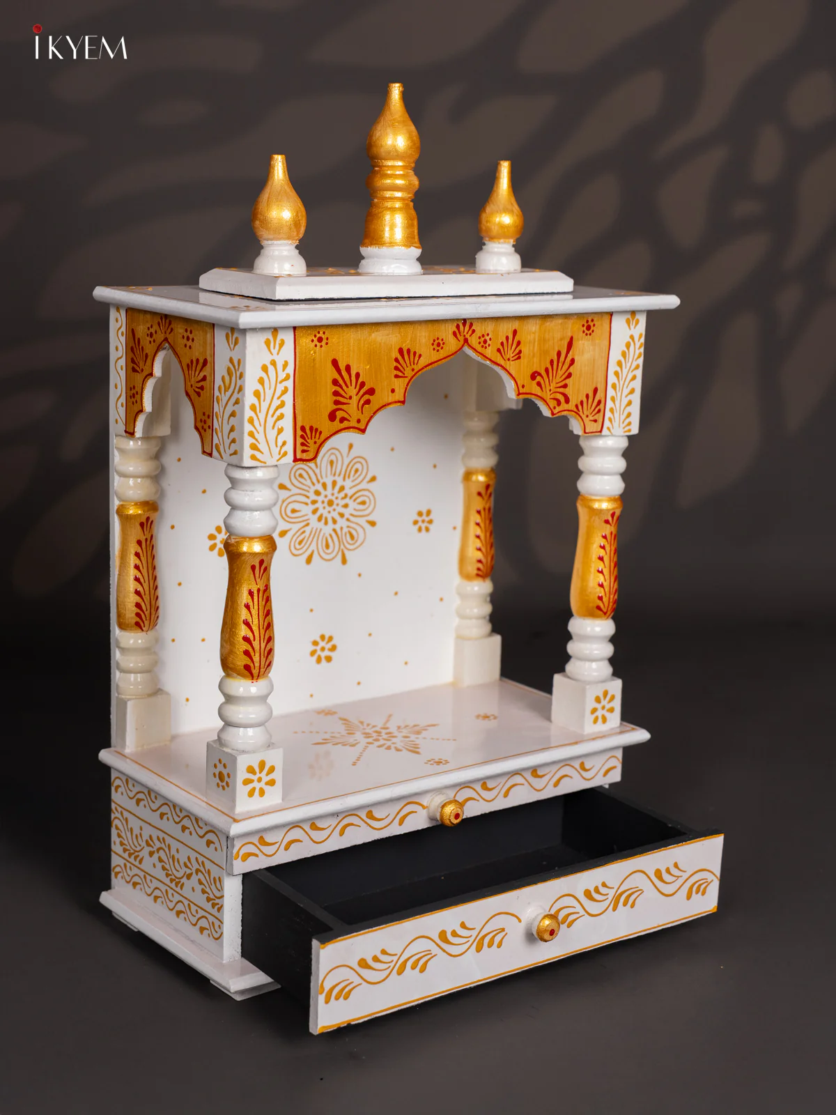 Wooden hand Painted Mini Temple -White - 19 Inches - KJ31141 - Image 2