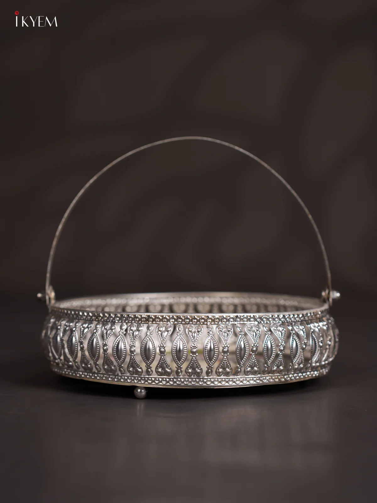 Cow Digital Printed German Silver Tray With Handle  - Dark Green - 8 Inch - KJ31206 - Image 4