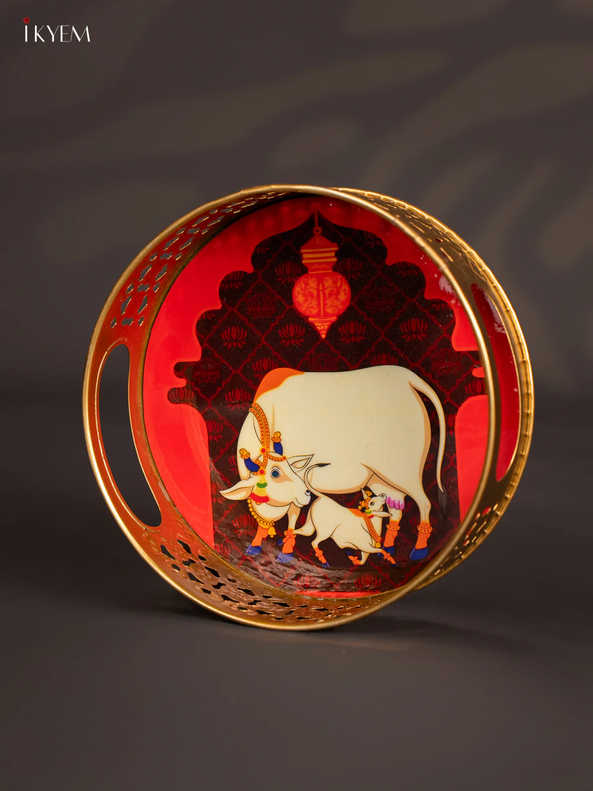 Cow and Calf Digital Printed Metal Tray  - Brown - 6 Inch - KJ31239 - Image 3
