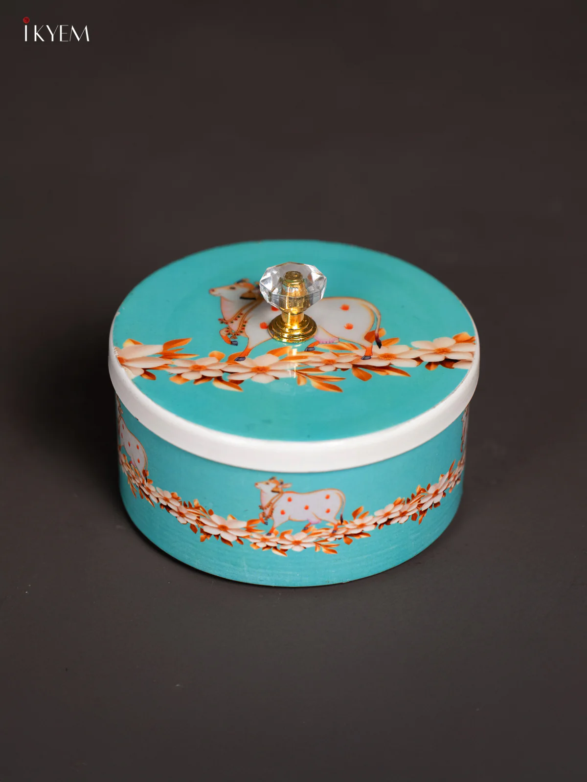 Cow Digital Printed Metal Nuts Box - Sky Blue - KJ31247