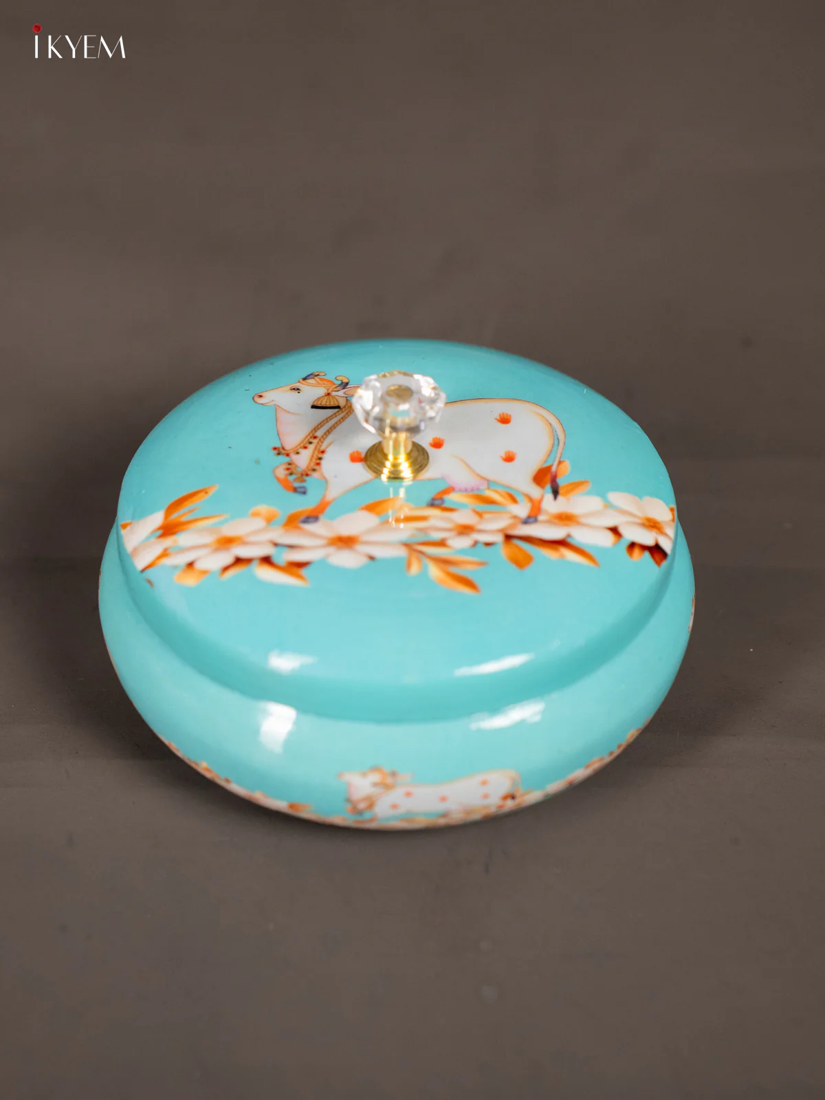 Cow Digital Printed Dryfruit nuts jar - Blue - 5 Inch - KK01127