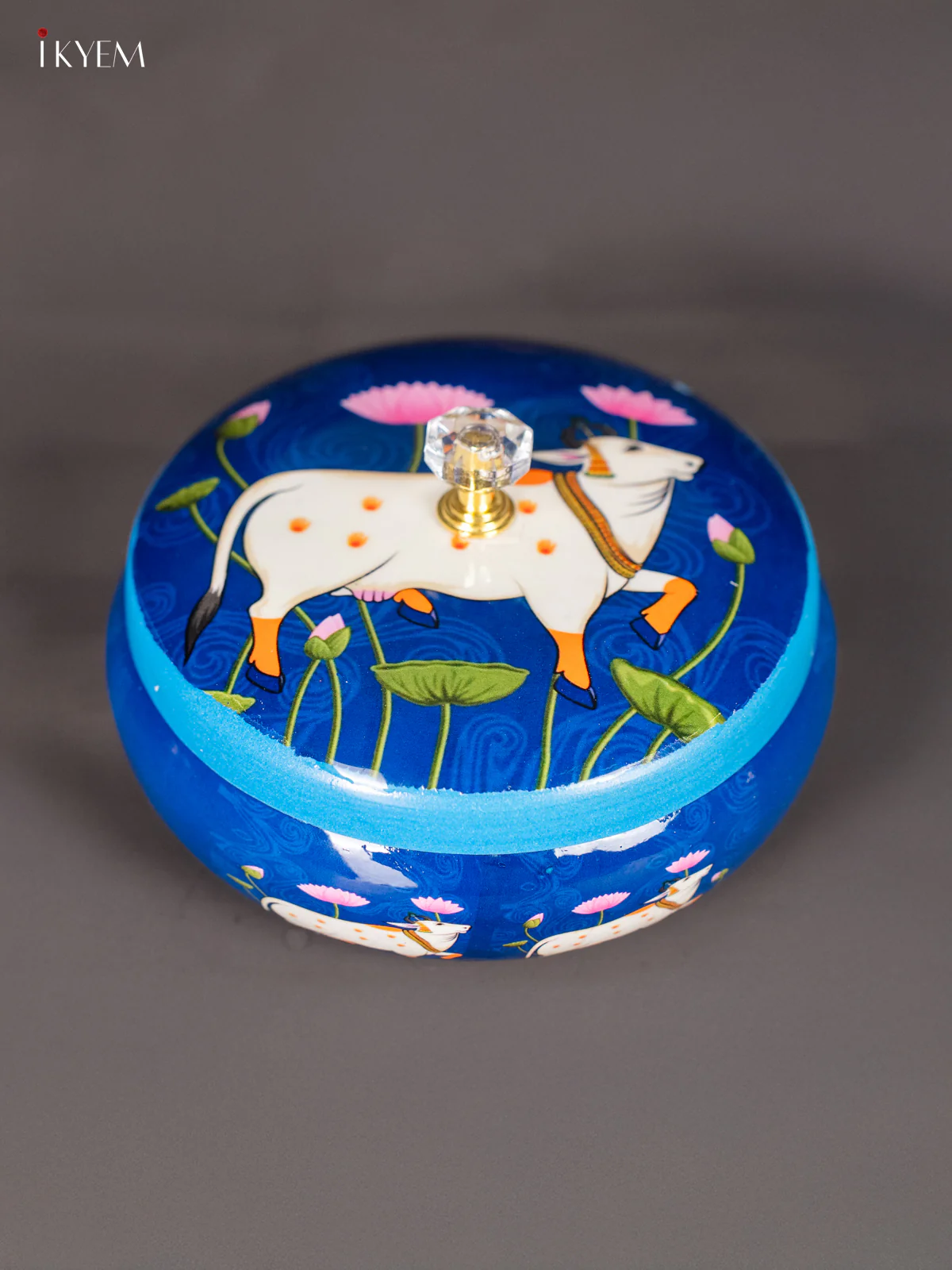 Cow Digital Printed Dryfruit nuts jar - Blue - 5 Inch - KK01128