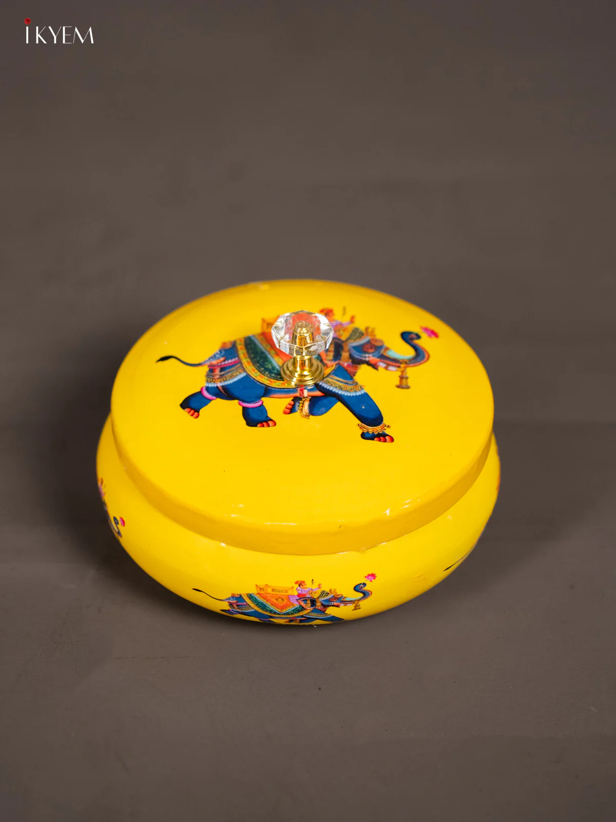 Elephant Digital Printed Dryfruit nuts jar - Yellow - 5 Inch - KK01130