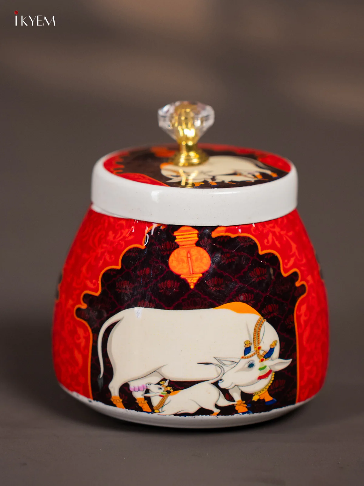 Red & Brown Digital Printed Cow Dry Fruit Jar – 4 Inch - KK01135 - Image 2