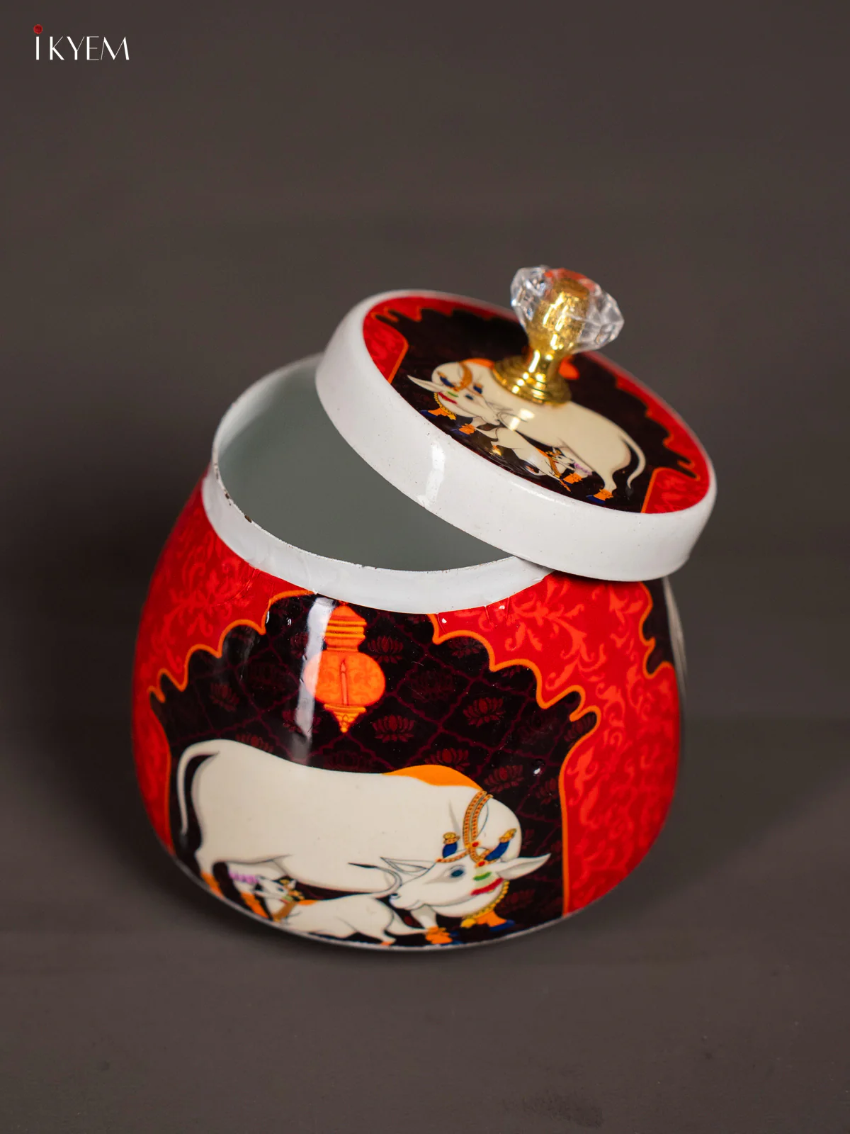 Red & Brown Digital Printed Cow Dry Fruit Jar – 4 Inch - KK01135 - Image 3