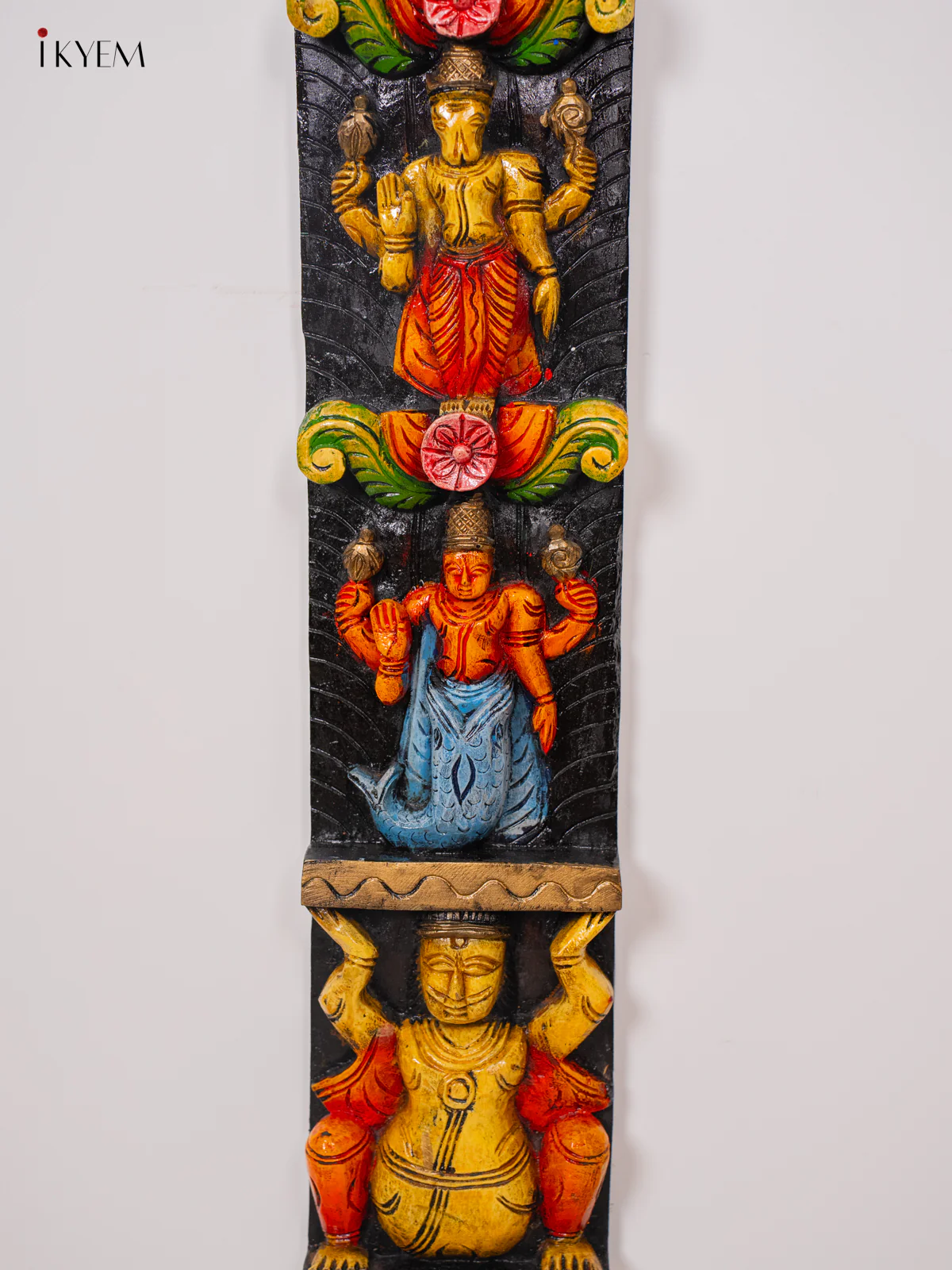 Hand-Painted Wooden Vertical Dasavatharam Panel Set - (48×6) Inch - KK01152 - Image 5