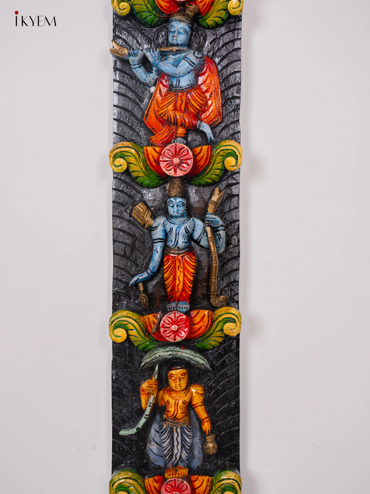 Hand-Painted Wooden Vertical Dasavatharam Panel Set - (48×6) Inch - KK01152 - Image 6