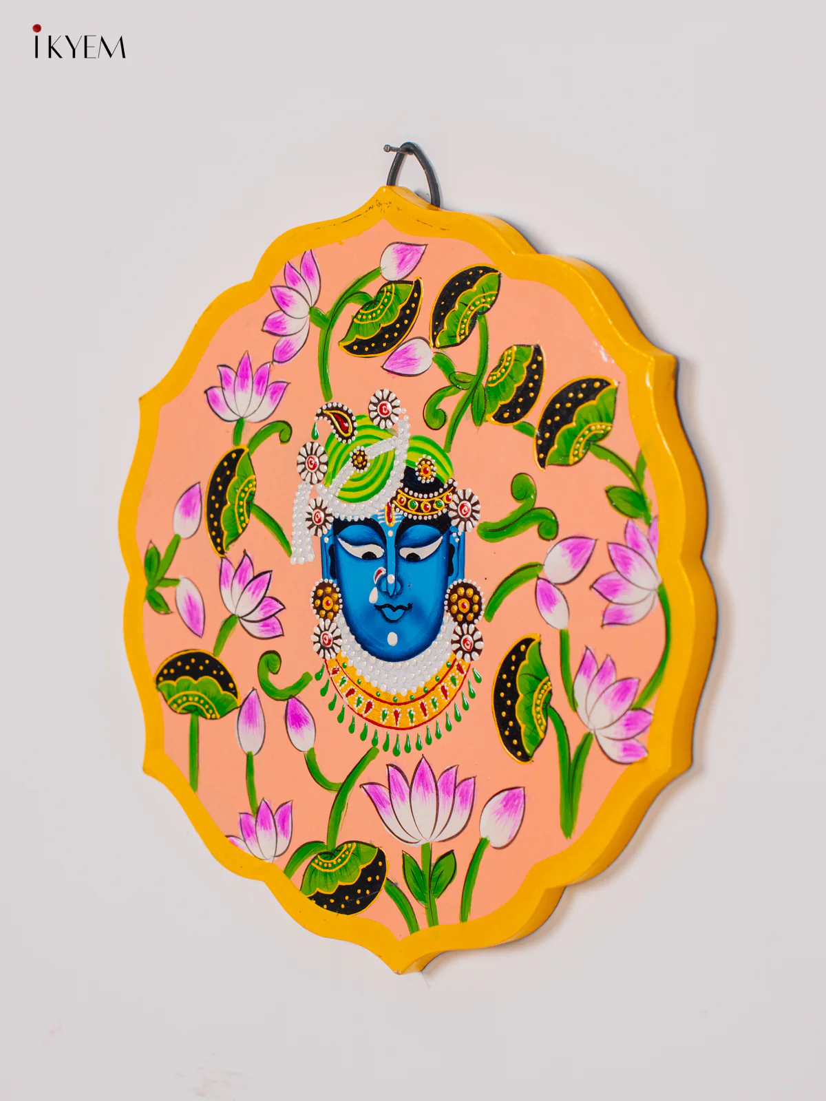 Auspicious Hand-painted Srinath Ji Wooden Wall Plate - 10 Inch - KK04117 - Image 2