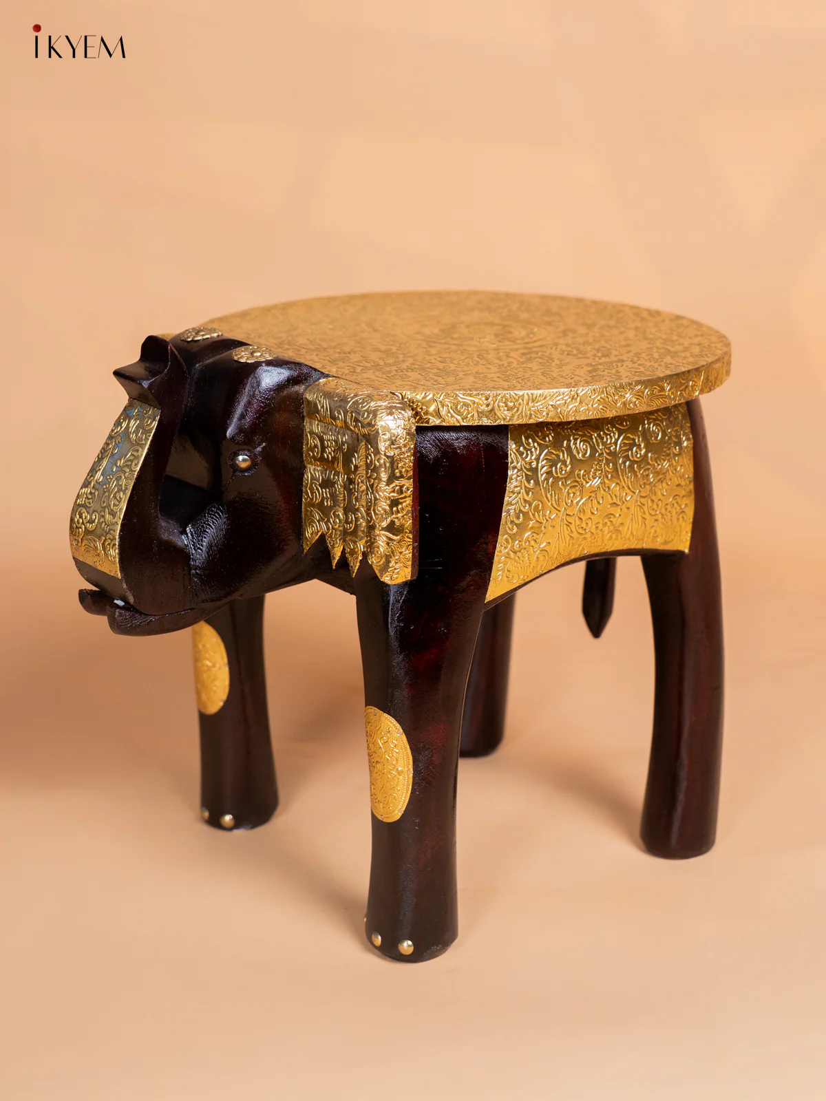 Brass Fitted Elephant Stool - 12 Inches - KK05115 - Image 3