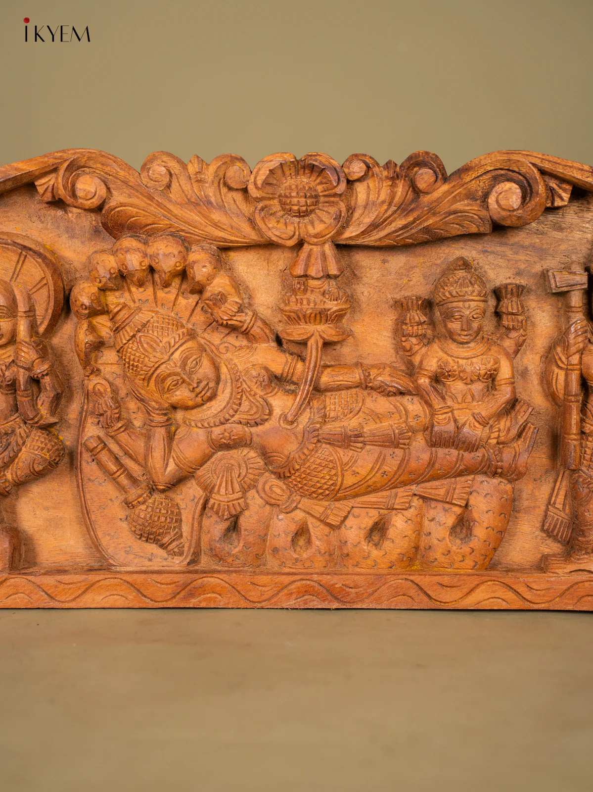 Hand-Carved Wooden Ranganathar Dasavatharam Panel - (12×49) Inch - KK07112 - Image 2