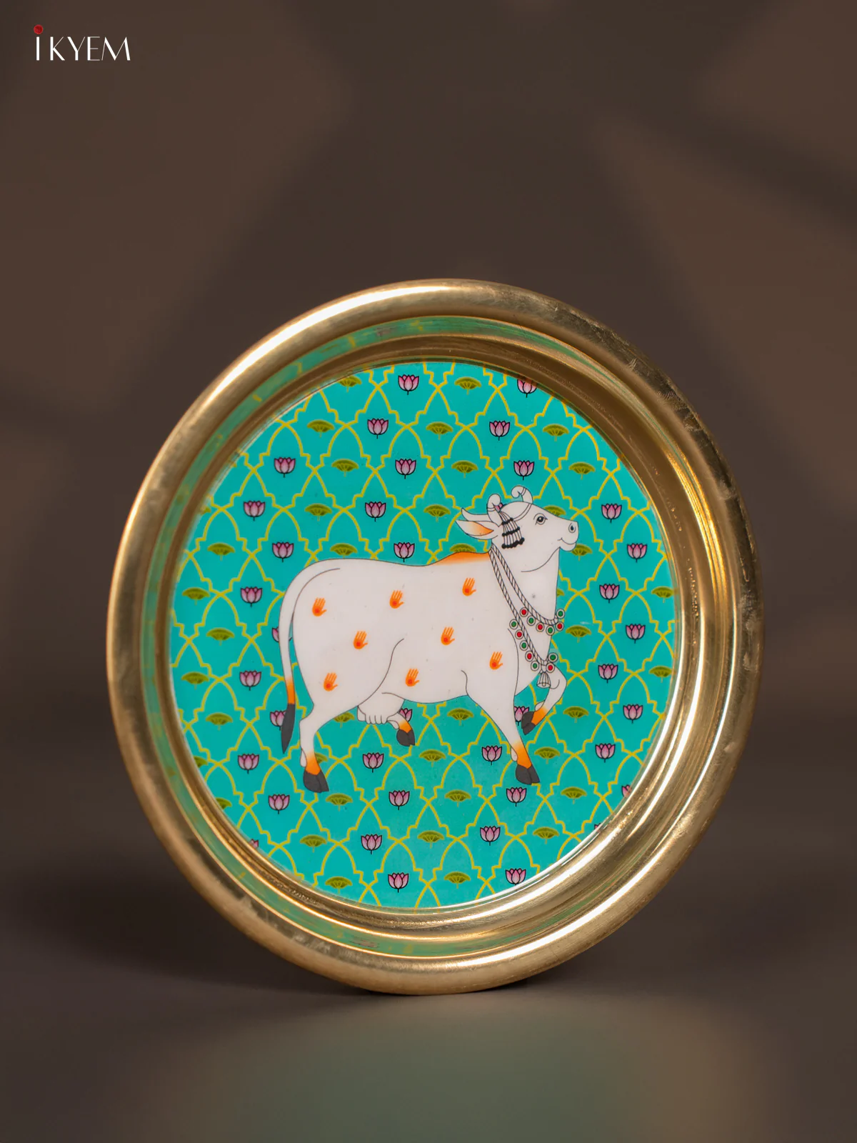 Teal Cow Digital Printed Brass Plate – 6 Inch - KK11137 - Image 2