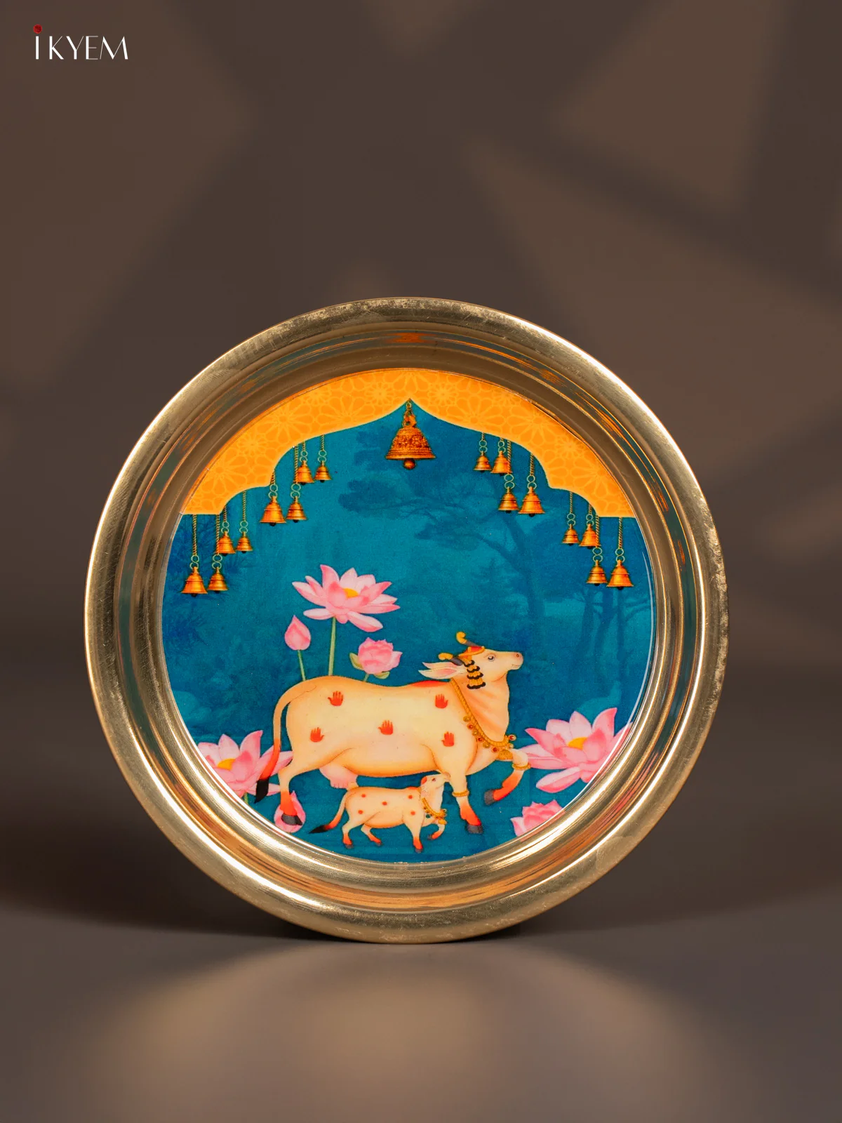 Blue Cow Digital Printed Brass Plate – 6 Inch - KK11139