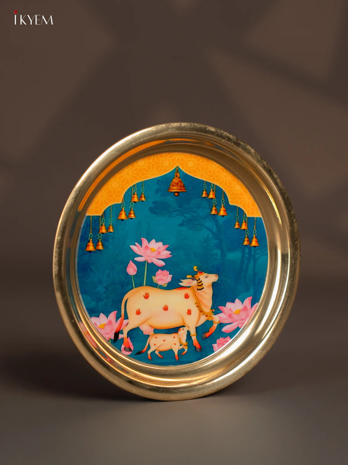 Blue Cow Digital Printed Brass Plate – 6 Inch - KK11139 - Image 2