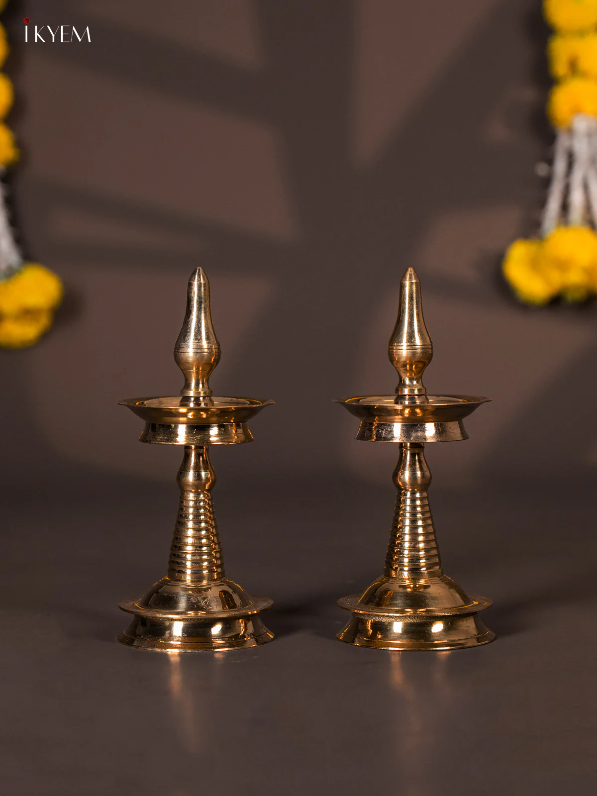Traditional Brass Kerala Diya Set of 2 - 8 inch - KK20112 - Image 2
