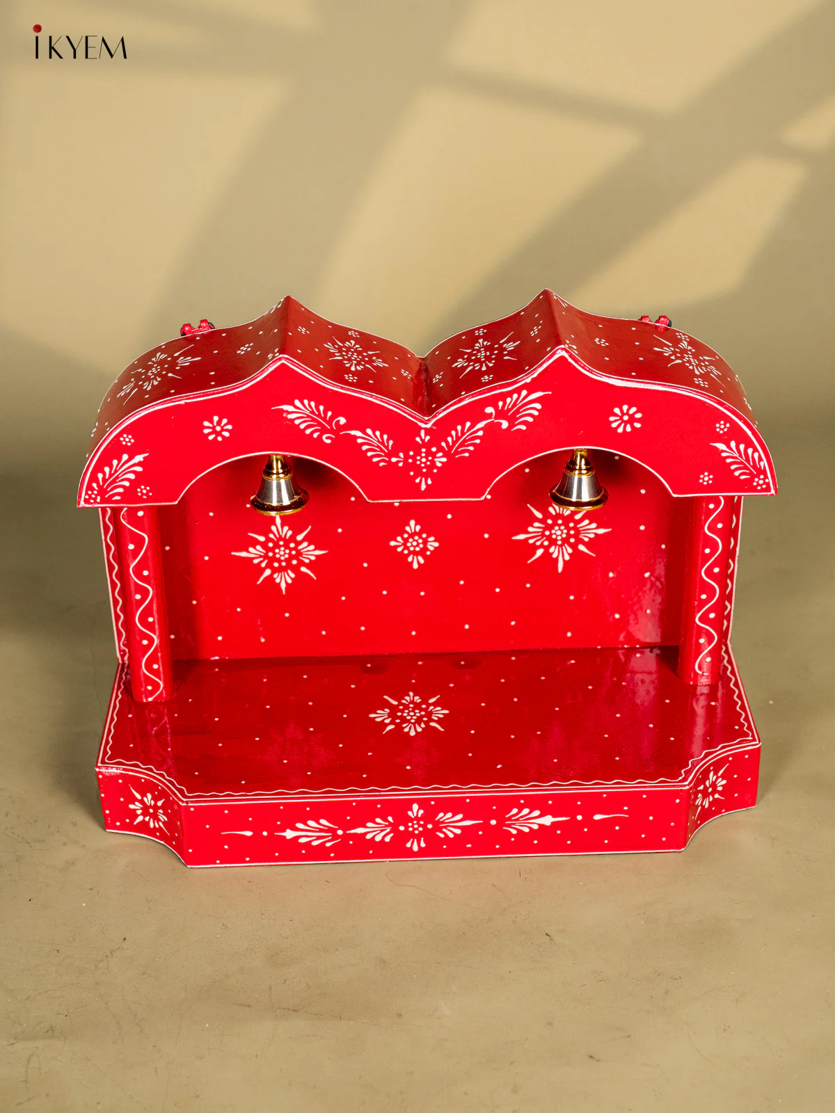 Red Hand-Painted Wooden Mandapam - 10 Inches - KK20114 - Image 2