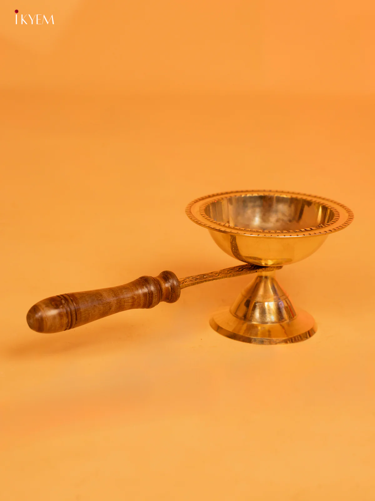 Brass Aarti Lamp with Wooden Handle - KK26121 - Image 2