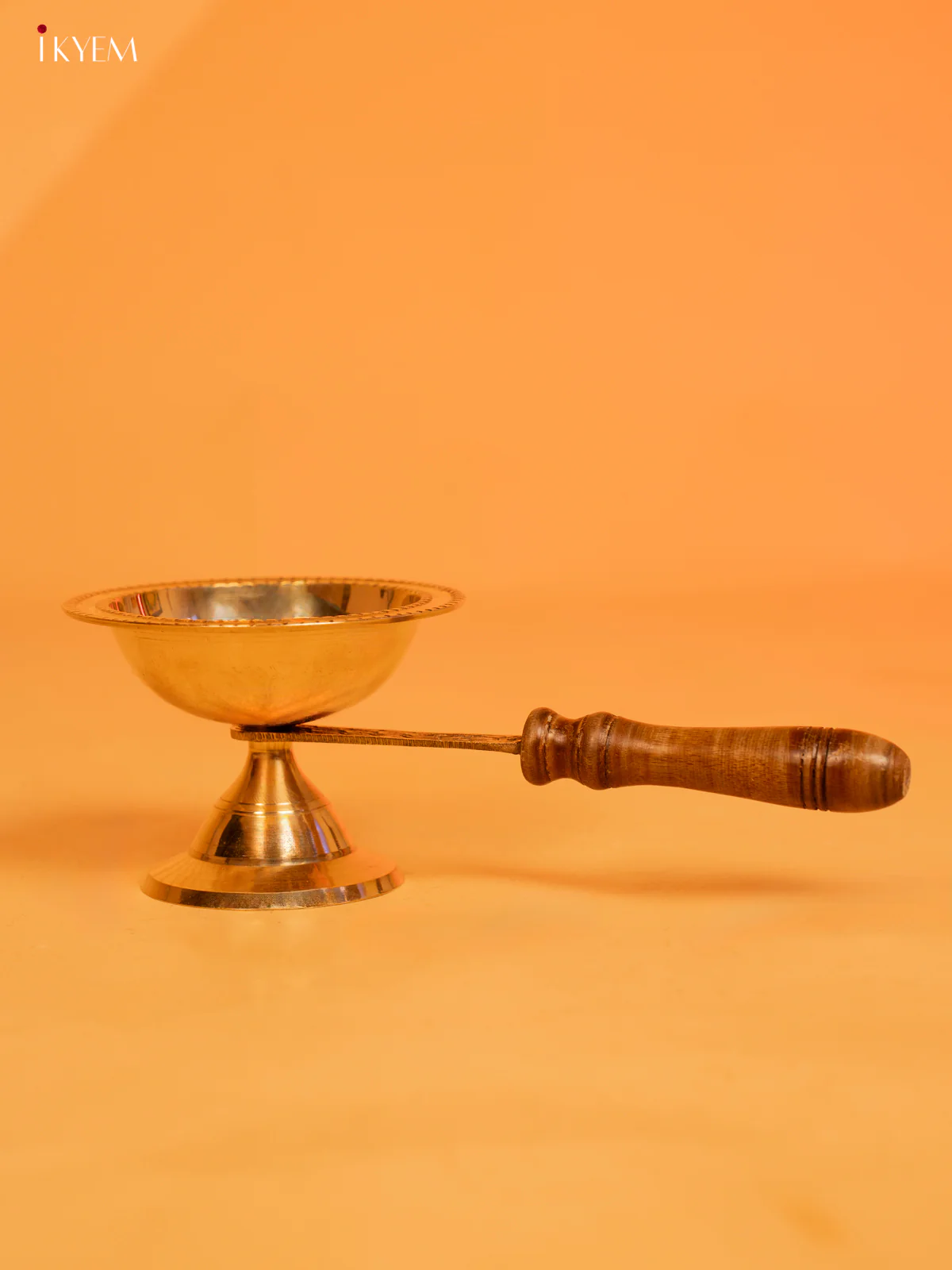 Brass Aarti Lamp with Wooden Handle - KK26121 - Image 3