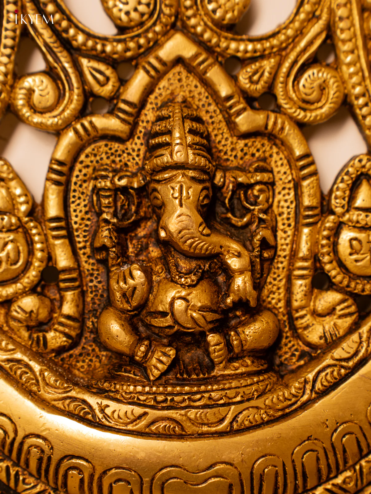 Brass Ganesha Wall Hanging with Bells - 13 Inch- KK26165 - Image 2