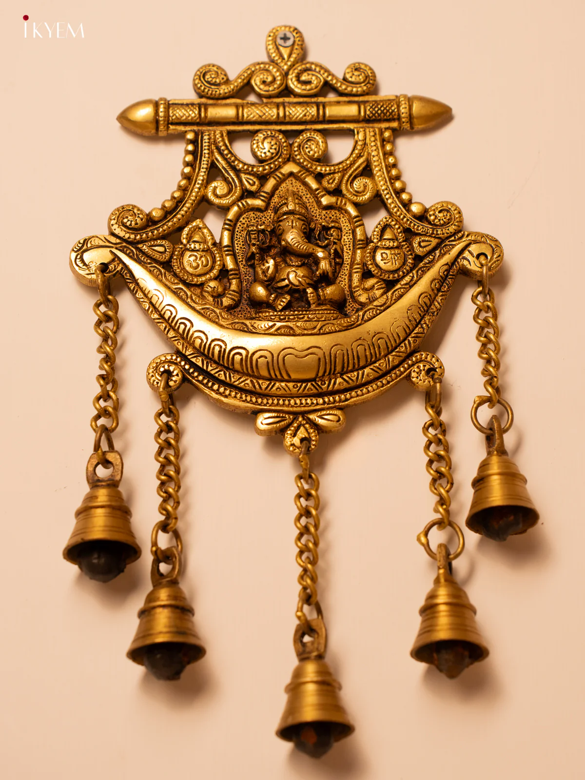 Brass Ganesha Wall Hanging with Bells - 13 Inch- KK26165 - Image 3