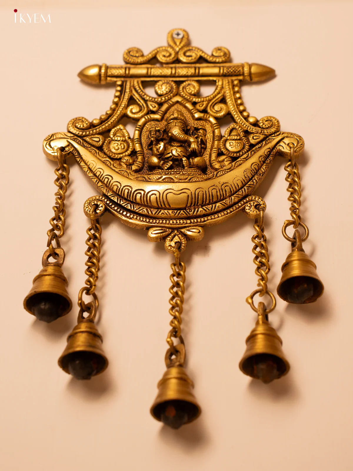 Brass Ganesha Wall Hanging with Bells - 13 Inch- KK26165 - Image 6