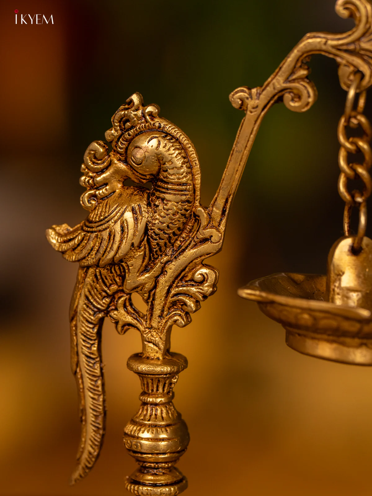 Brass Peacock Diya 5-Face - 2.8 inch- KK26184 - Image 3