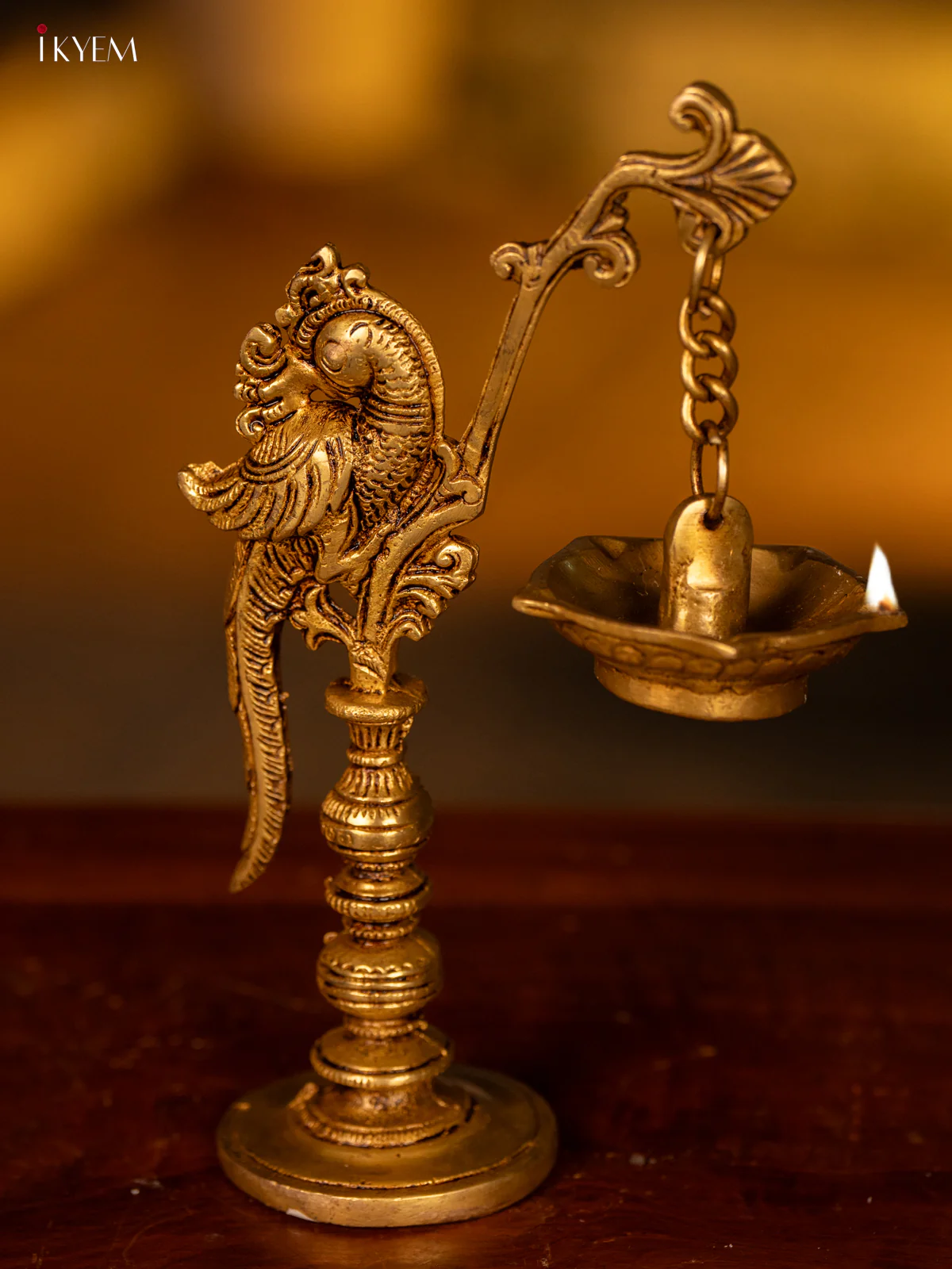 Brass Peacock Diya 5-Face - 2.8 inch- KK26184 - Image 5