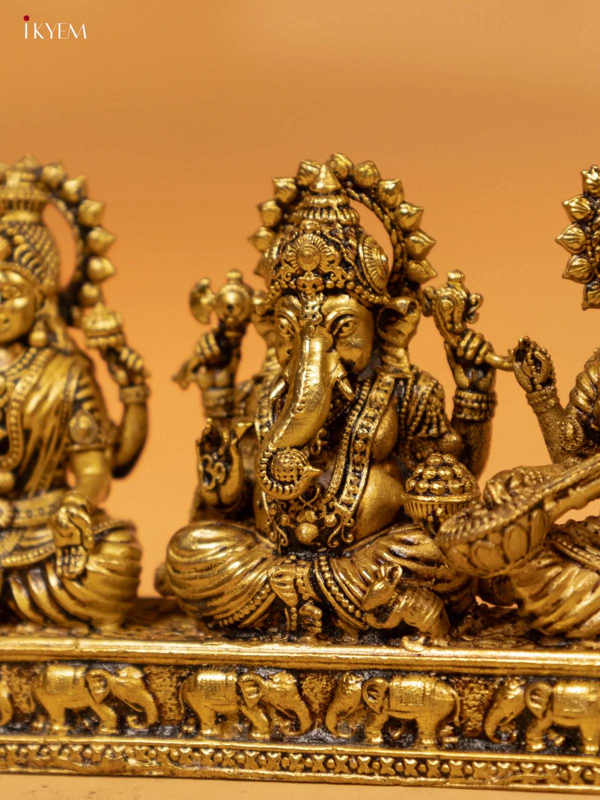 Brass Ganesh Lakshmi Saraswathi Idol 3 Inch - KK26205 - Image 3