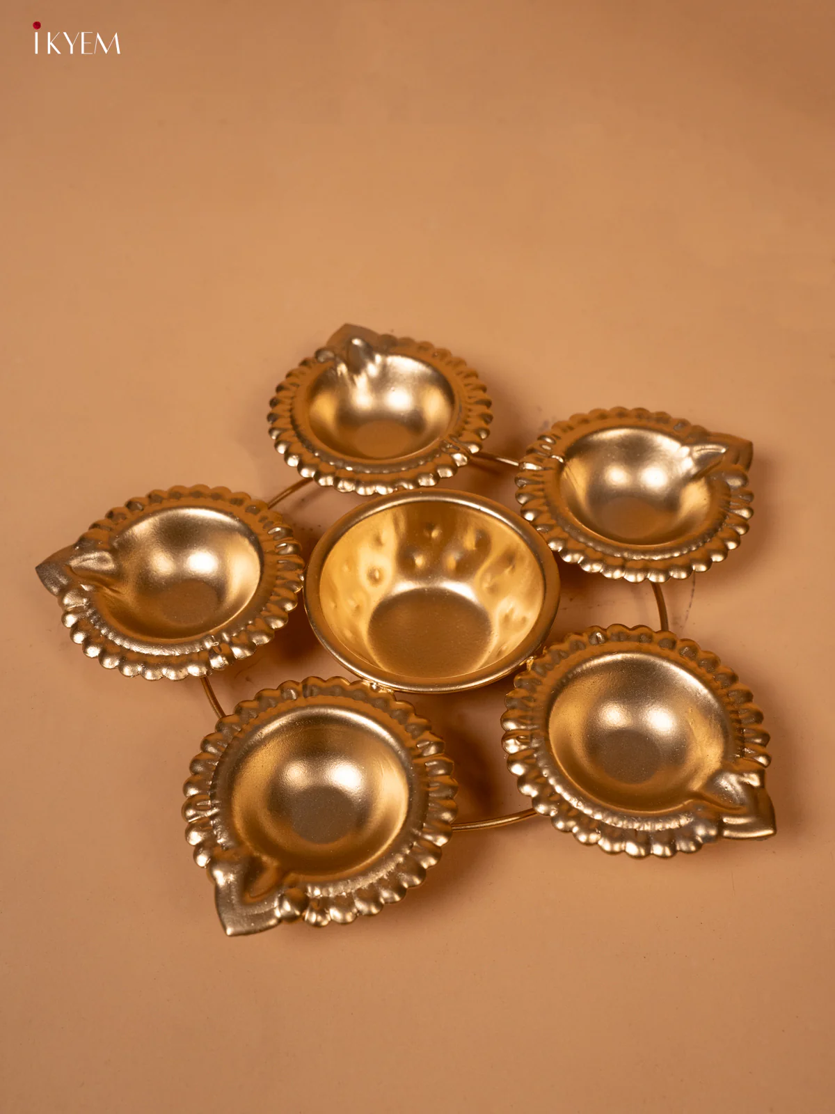 Metal Hand Painted 5-Face Diya Urli - (7x7)- KK26237 - Image 4