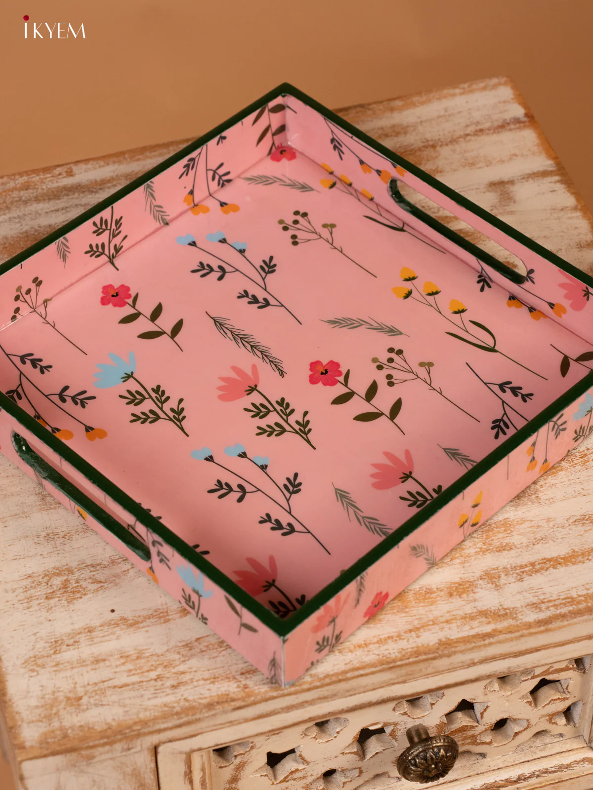 Digital Printed Square Tray (10x10) - Floral Pink - KL03120 - Image 2