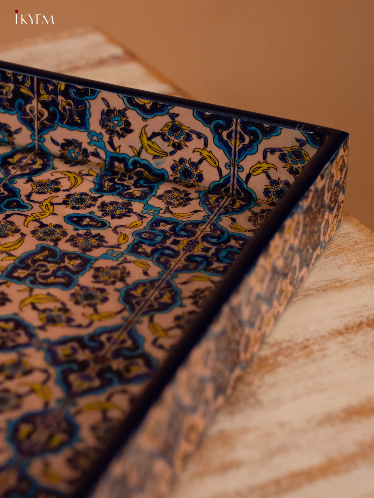 Digital Printed Square Tray (10x10) - Blue & Beige - KL03123 - Image 2