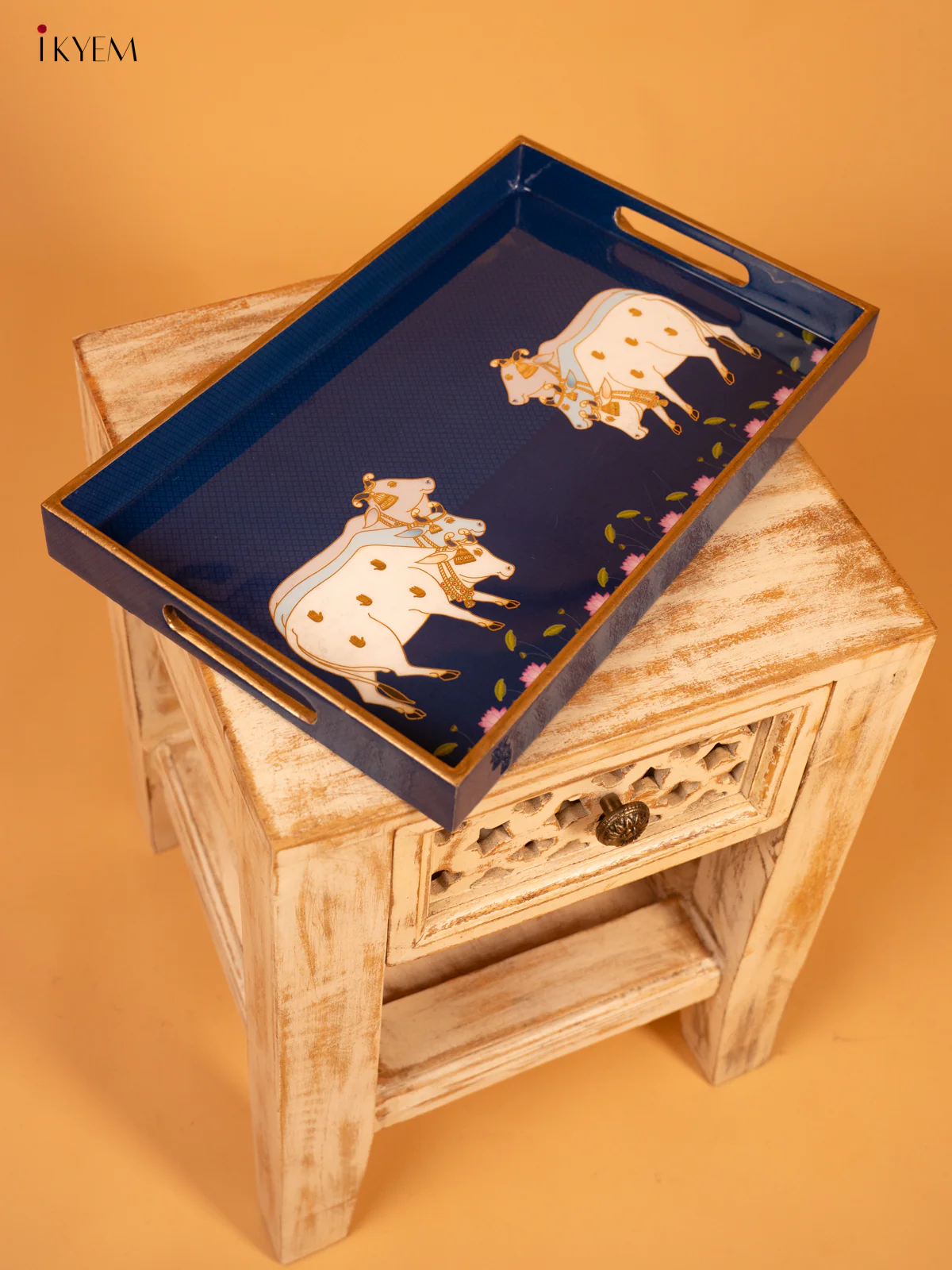 Digital Printed Tray - Large (16X10) - Pichwai Blue - KL03134 - Image 3