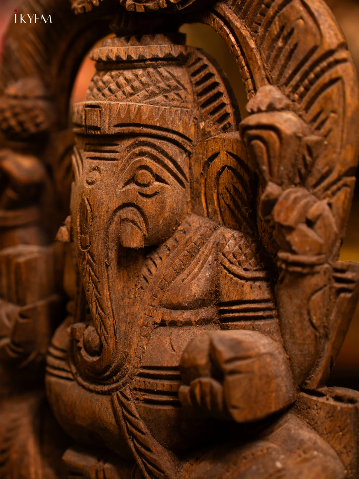 Wooden Hand Carved Ganesh Panel - KL05112 - Image 3