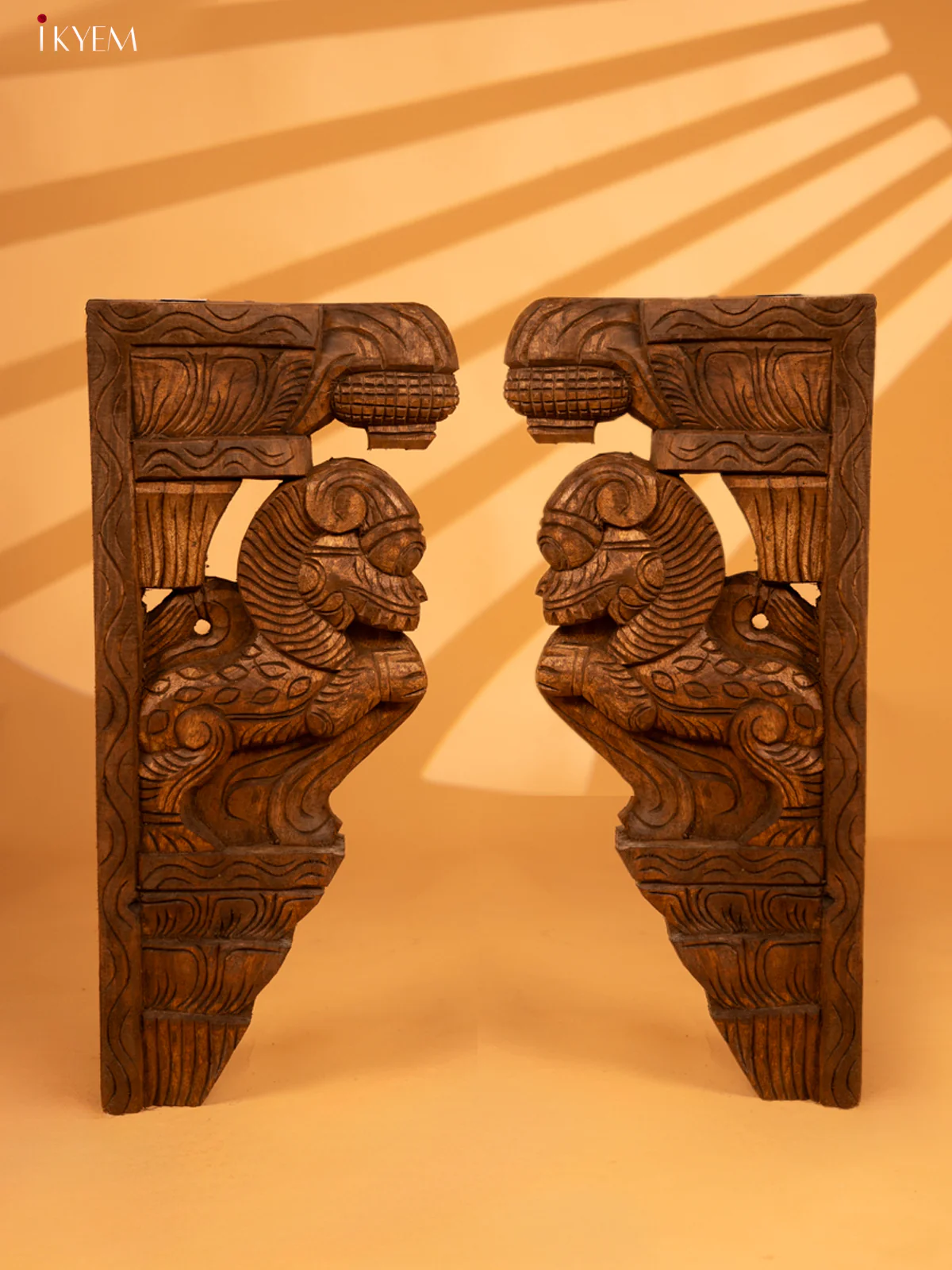 Hand Carved Wooden Yali Bracket (lion) - KL05119