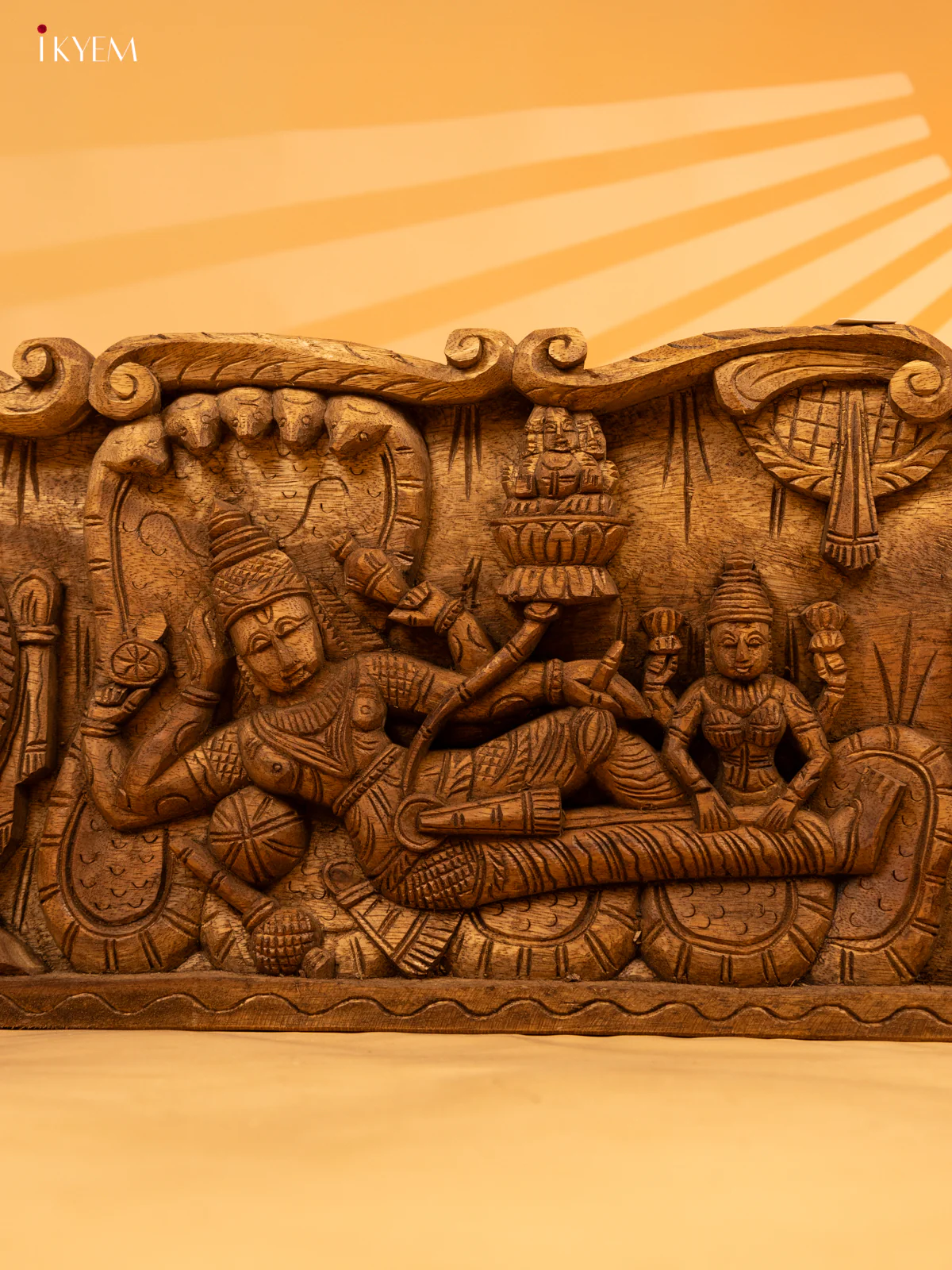 Wooden Hand Carved Vishnu Panel - KL05132 - Image 5