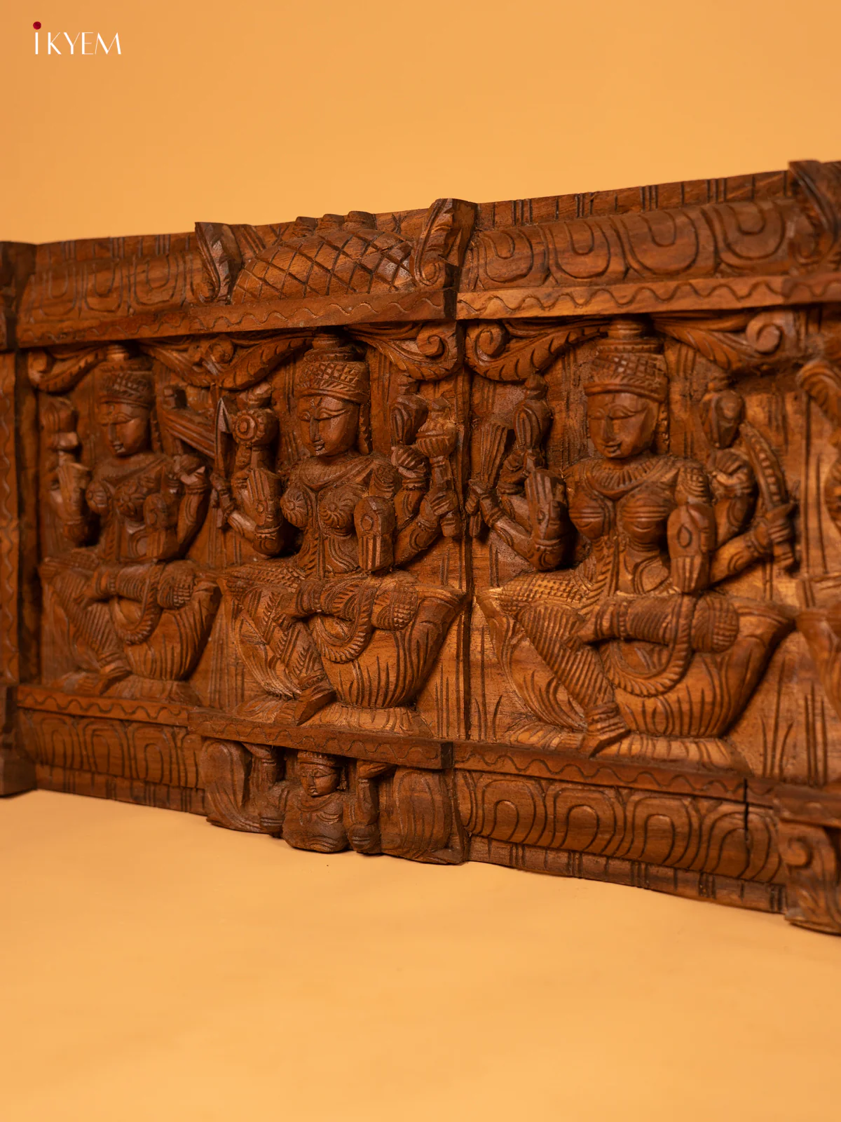 6 Foot Wooden Hand Carved Astalakshmi Panel - KL05137 - Image 11