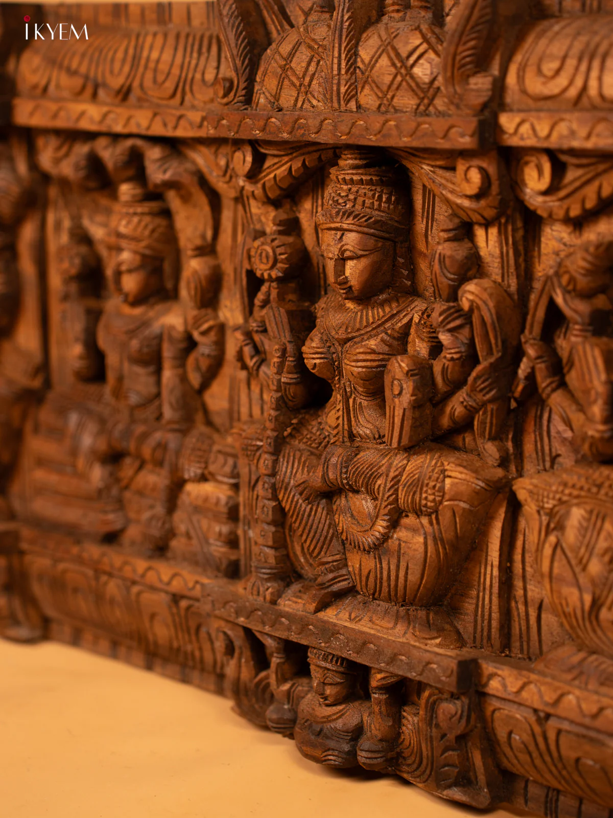 6 Foot Wooden Hand Carved Astalakshmi Panel - KL05137 - Image 12