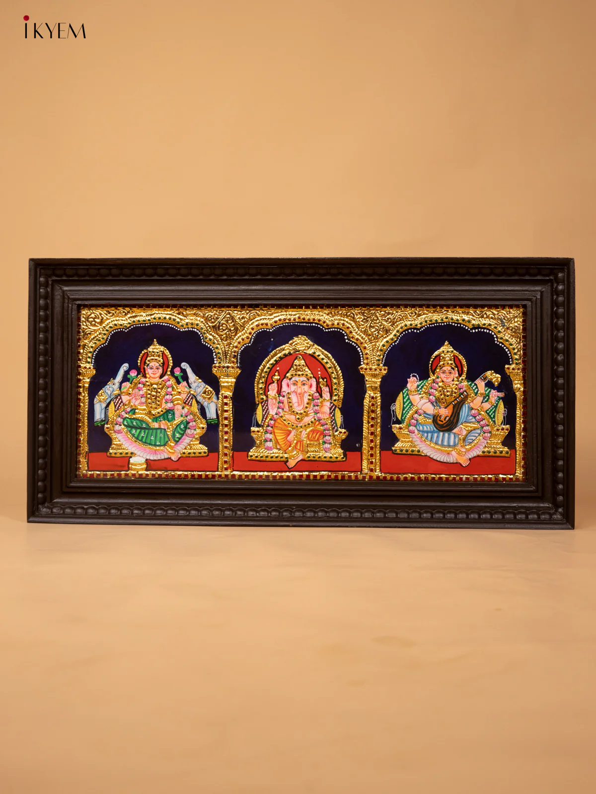 Lakshmi Ganesha Saraswati-Tanjore Panting(19x23)-KL11115