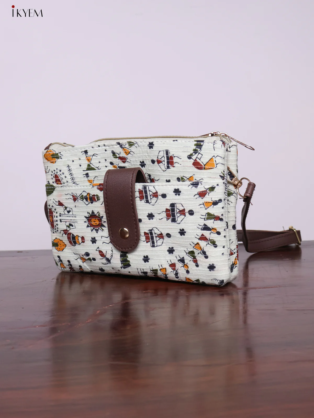 Cotton Printed Sling Bag - White - KL20121 - Image 5