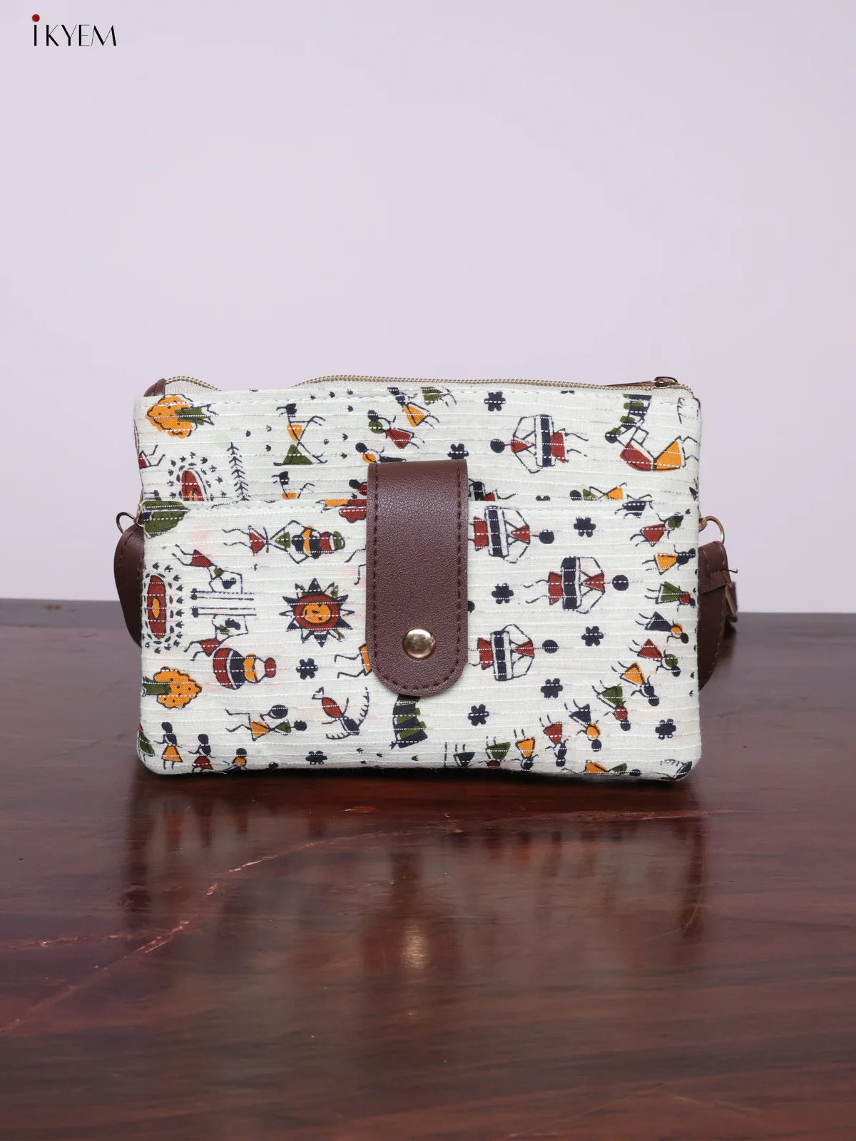 Cotton Printed Sling Bag - White - KL20121 - Image 7