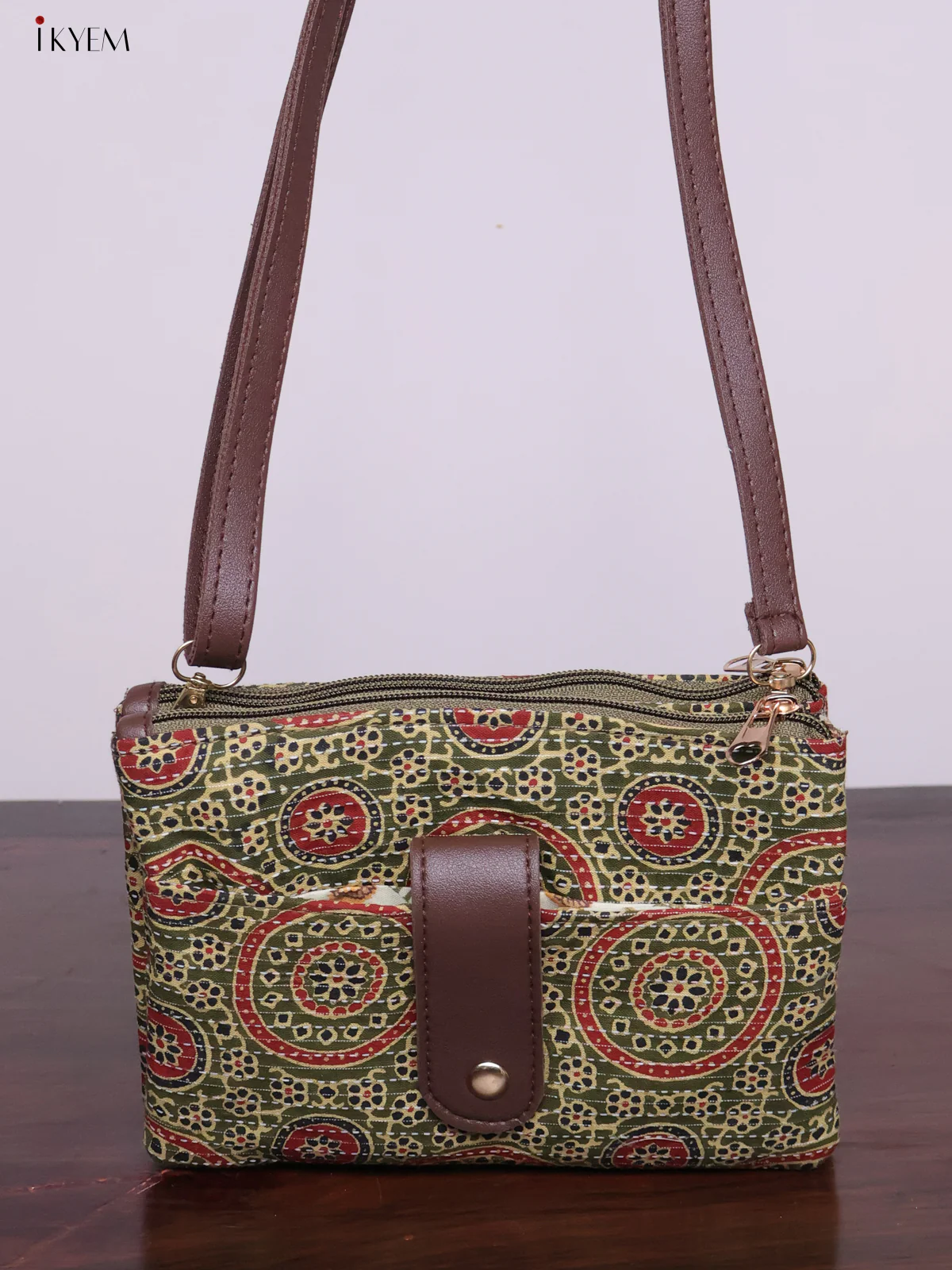 Cotton Printed Sling Bag - Green - KL20123 - Image 2