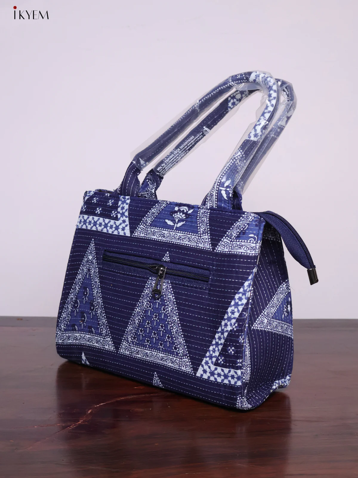 Printed Handbag with Sling - Indigo - KL20129 - Image 5