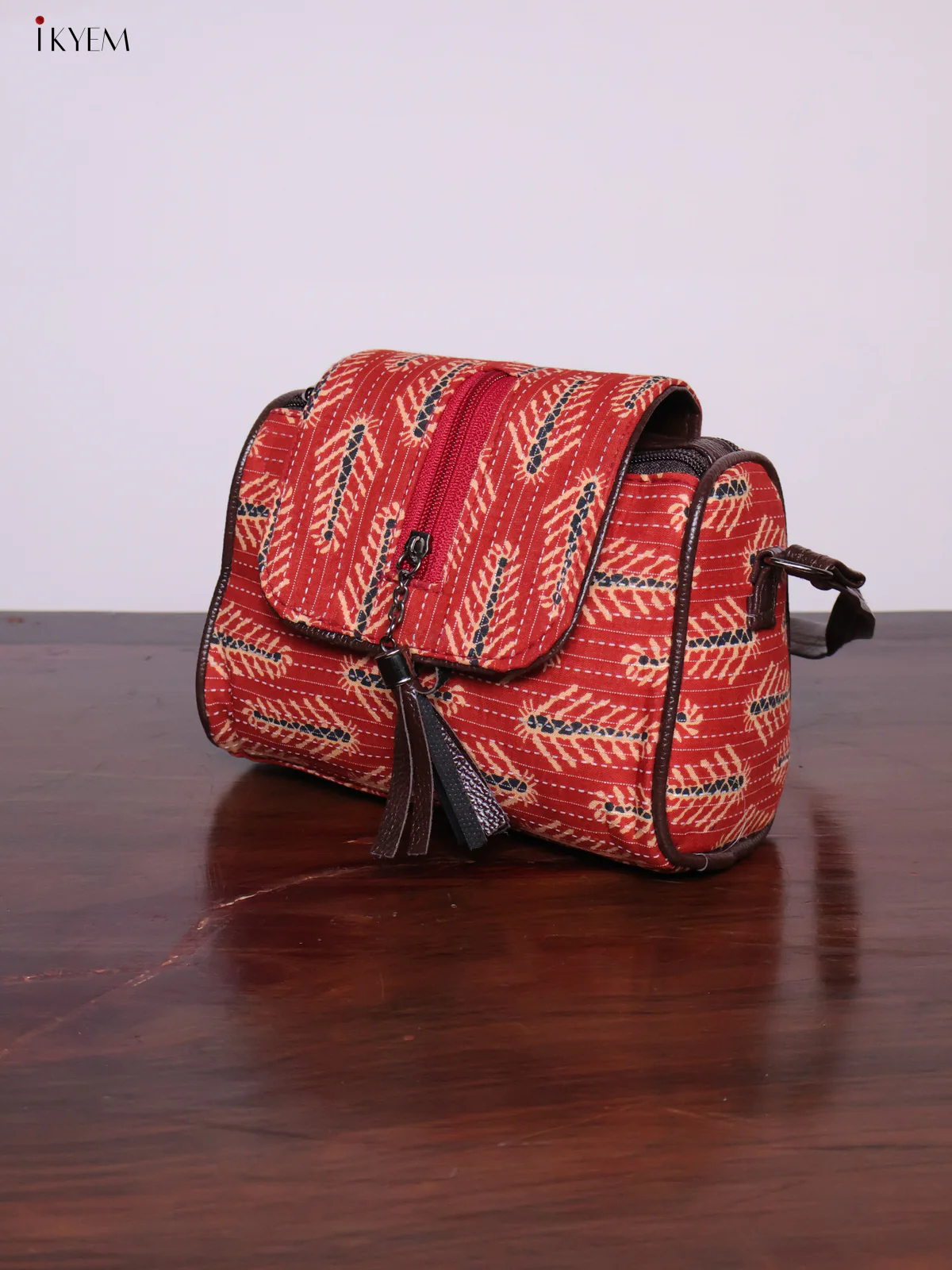 Cotton Printed Sling Bag - Brick Red - KL20136 - Image 5