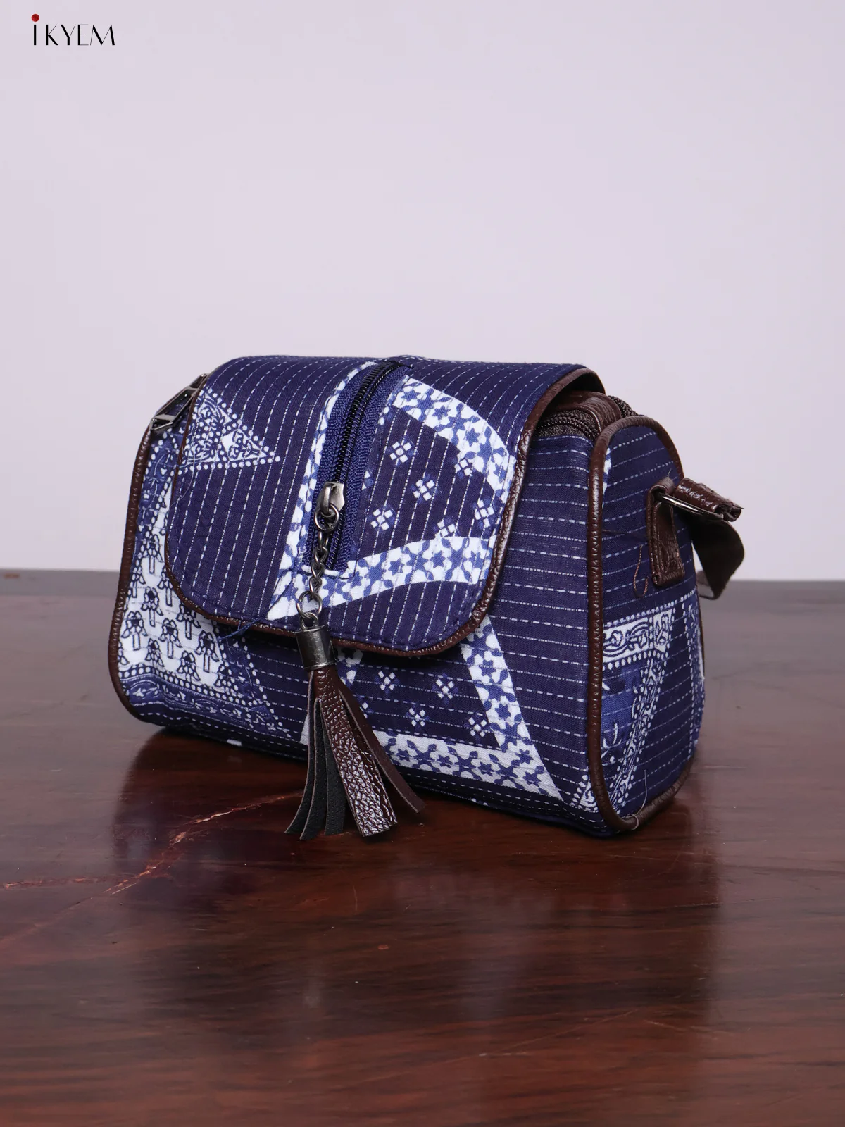 Cotton Printed Sling Bag - Floral Blue - KL20144 - Image 7