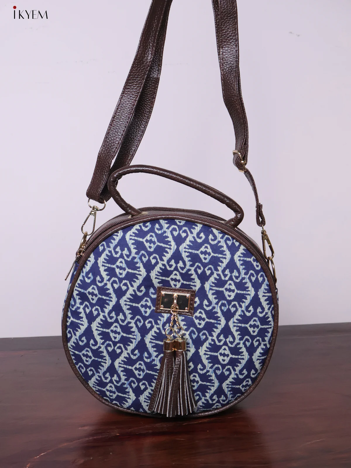 Printed Round Sling Bag - Ajrakh - KL20151 - Image 2