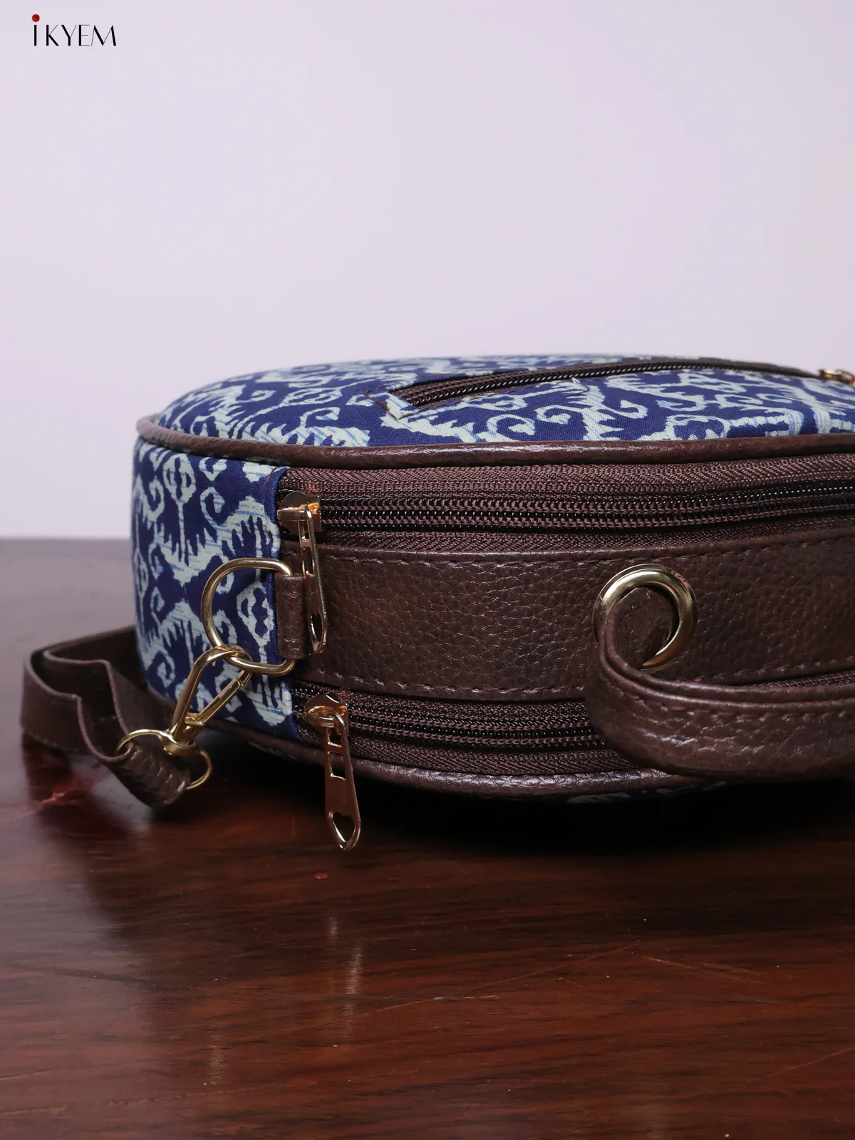 Printed Round Sling Bag - Ajrakh - KL20151 - Image 3