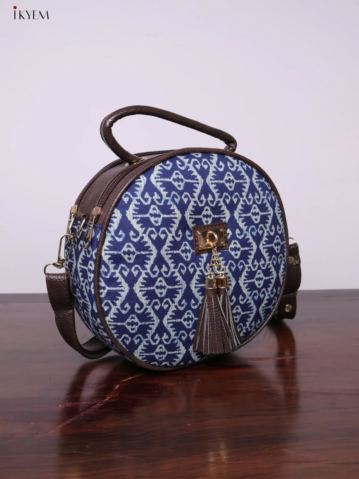 Printed Round Sling Bag - Ajrakh - KL20151 - Image 4