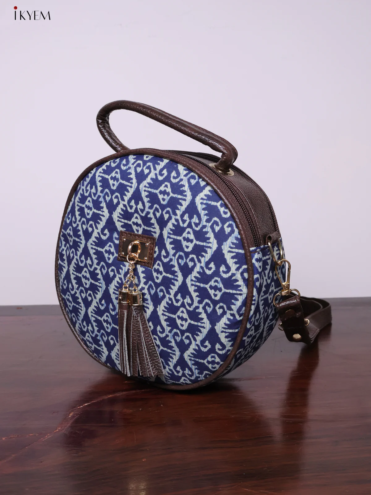Printed Round Sling Bag - Ajrakh - KL20151 - Image 5