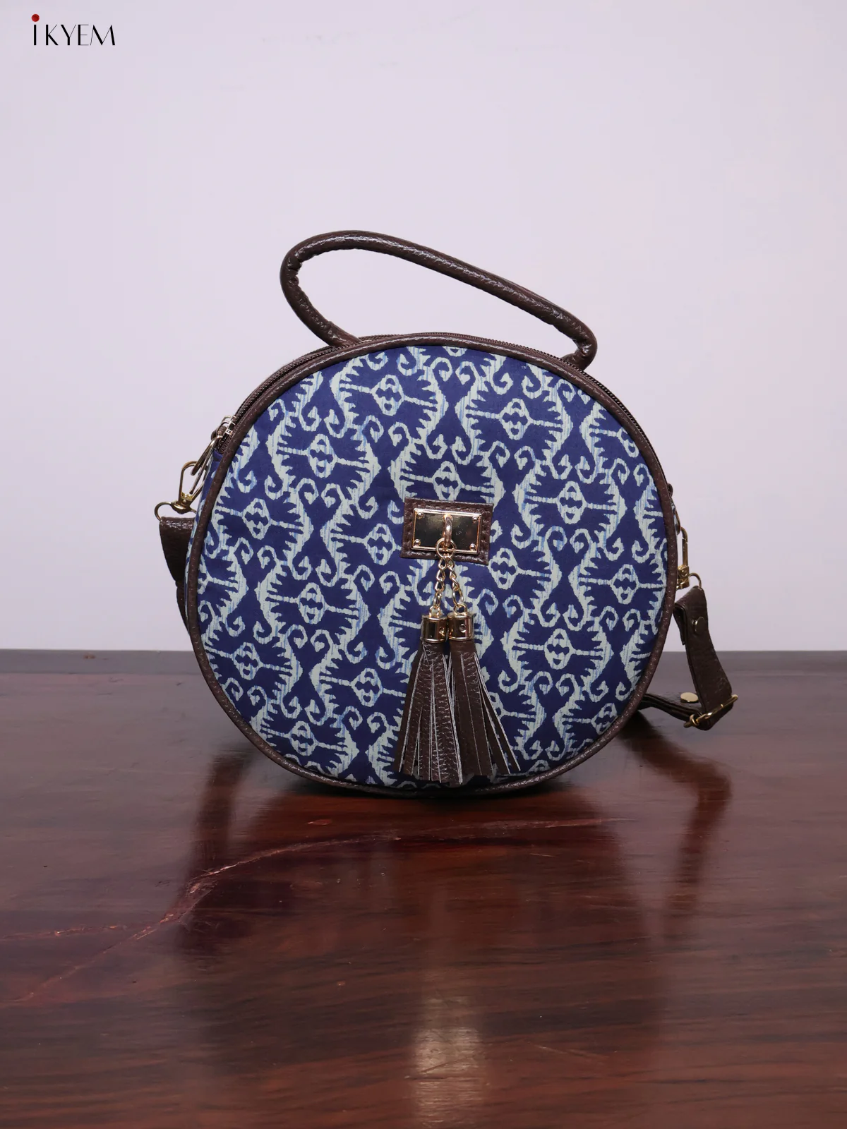 Printed Round Sling Bag - Ajrakh - KL20151 - Image 7